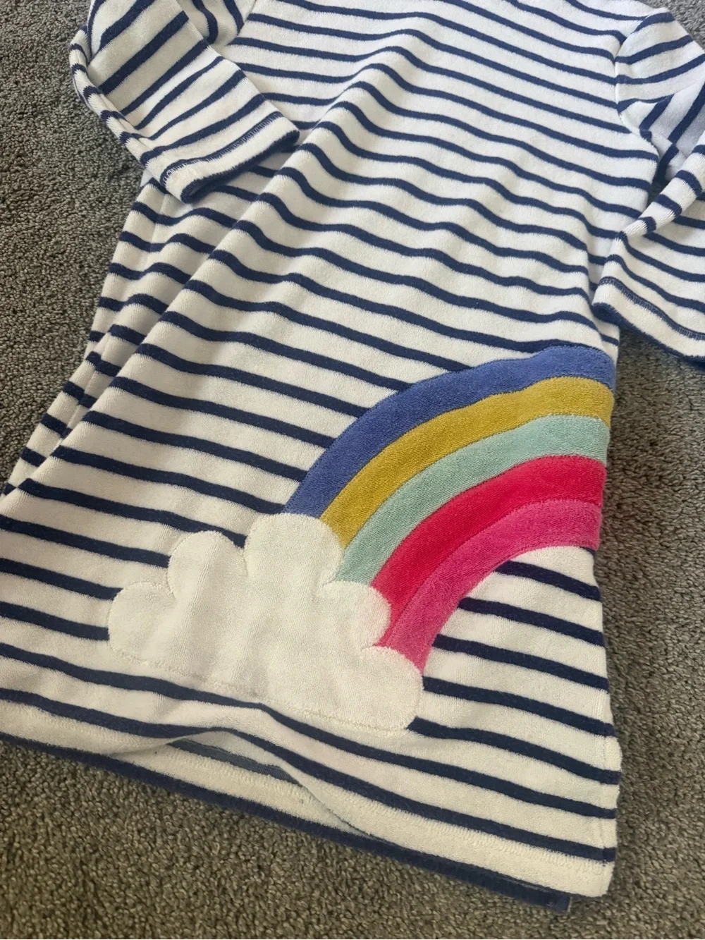 Mini Boden Striped Hooded Rainbow Appliqué Swim Coverup Sz 6-7